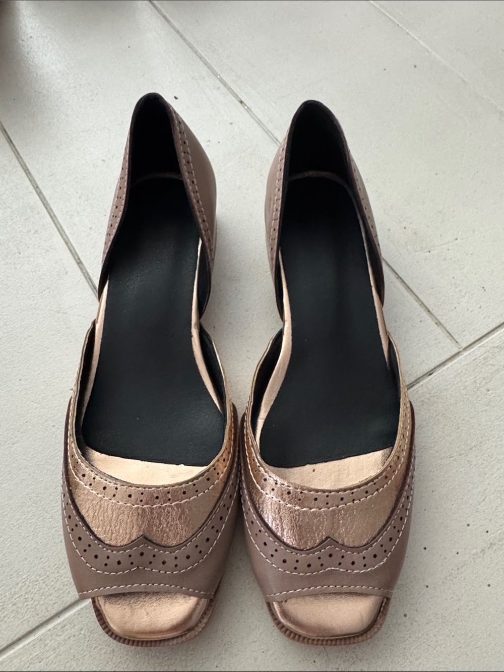 Source Unknown Taupe Flats with Rose Gold Accents